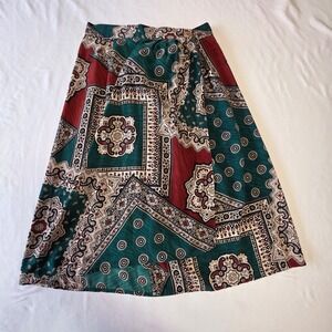 Graver Studio Vintage Patchwork Wrap Midi Skirt Boho Small 90s